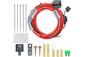 Ronybuy Electric Fuel Pump Relay Kit 12V Fuel Pump Bypass Harness, 40 AMP Waterproof Relay Wiring Kit Electric Switches Universal Fit 12Volt System P/N 30247 Heavy Duty Long Wires
