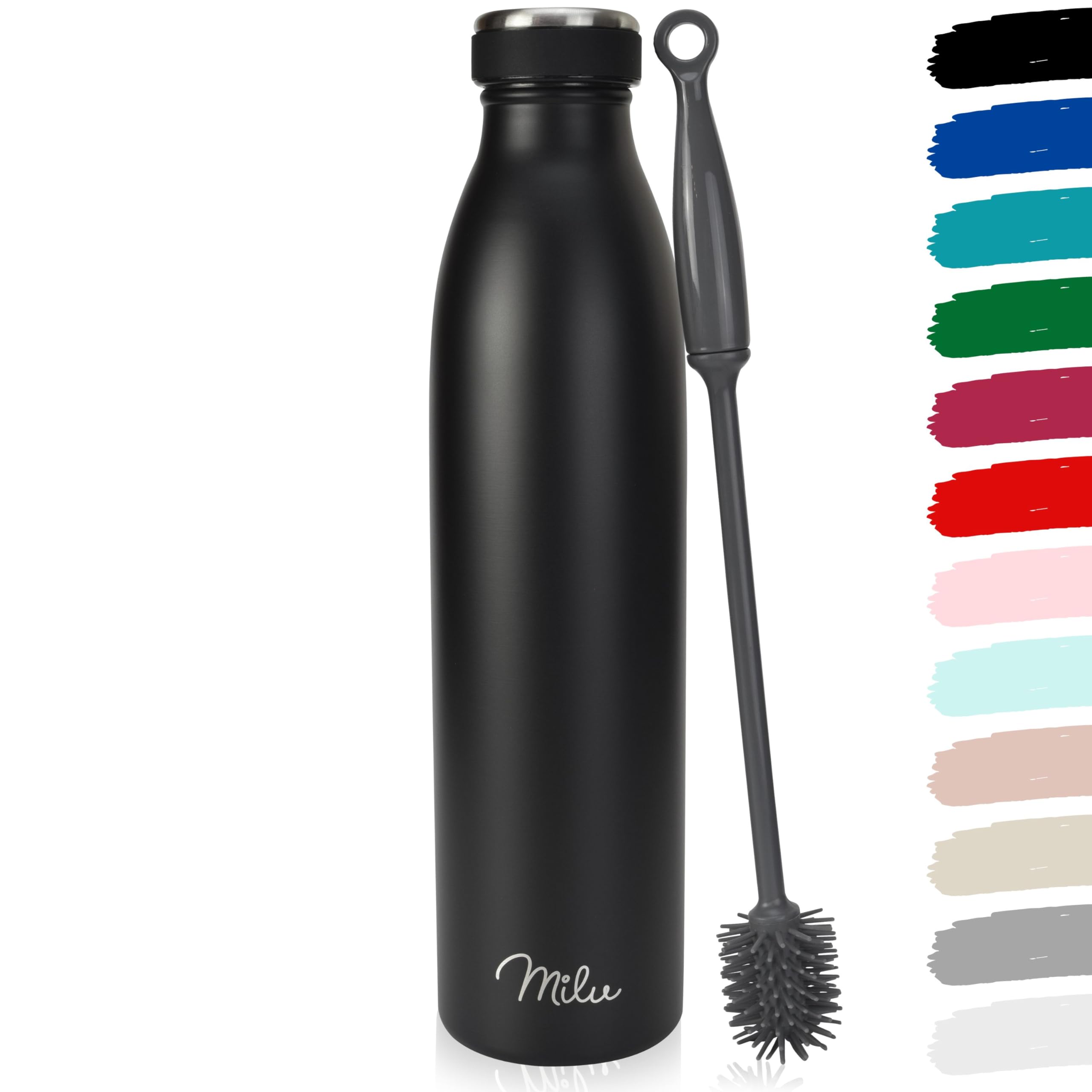 Milu Stainless Steel Drinking Bottle 1500 ml - Insulated Thermo Flask for Water - Leak Proof, Insulated and Double Walled, Carbonated (Granite Navy Blue, 1,5L)