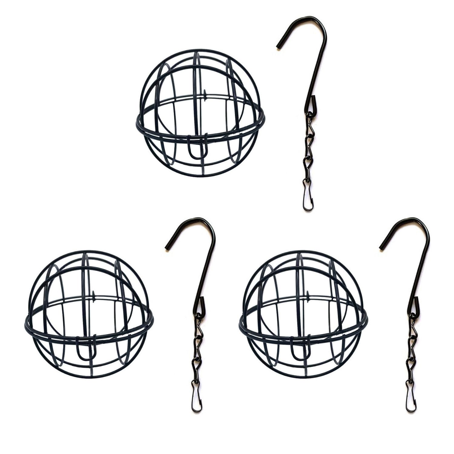 HAICN Fat Ball Feeder Hanging Fat Ball Bird Feeder Metal Small Bird Feeder Holder with S-shaped Hooks for Feeding Outdoor Garden Wildlife Birds Sparrow Robin (3)