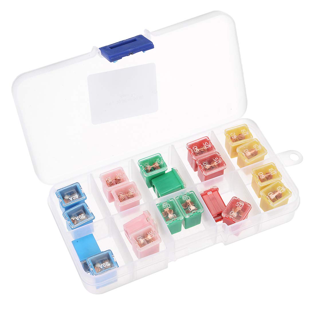 sourcing map Automotive Mini Cartridge Fuse Set 32V 20A 30A 40A 50A 60A Female Terminal for Car Truck Vehicle 20pcs