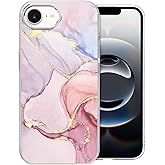 CameCosy Compatible for iPhone 16E Case with Luxurious Pink Marble Pattern for Women Girls, Soft TPU Slim Shockproof Phone Protective Case Cover for iPhone 16e 2025 6.1inch