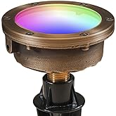 VOLT 12V Waterproof IP68 Color Changing RGBW LED Cold Forged Brass in-Grade Light (Bronze) with Remote Control for Low Voltage Landscape Lighting