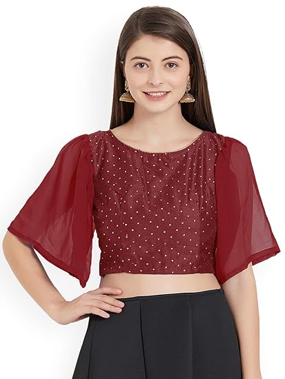 Georgette Ruffle Sleeve Saree Blouse