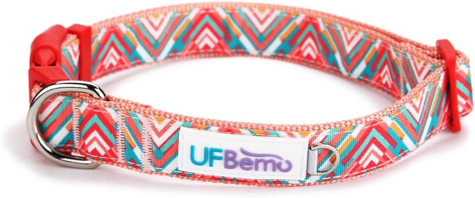 UFBemo Personalized Collar Soft & Comfy Pattern Padded Dog Collar, Matching Leash & Harness Available Separately for Pet Collars with Decoration