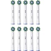 Oral-B Pro Pack of 10 Replacement Brush Heads Cross Action, Authentic, White, Deep Cleaning, Round Heads, Tips for Oral B Pro Electric Toothbrushes, Cardboard