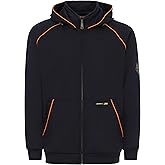 BOCOMAL FR Hoodies 12oz Heavyweight Cotton Fleece Zipper Front Flame Resistant Contrast Stripes Hooded Sweatshirts
