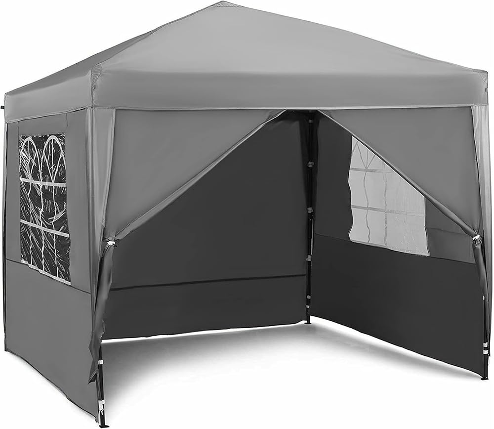 VonHaus Pop Up Gazebo 2.5x2.5m with Sides Heavy Duty Steel Frame Weatherproof