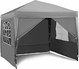 VonHaus Pop Up Gazebo 2.5x2.5m with Sides Heavy Duty Steel Frame Weatherproof