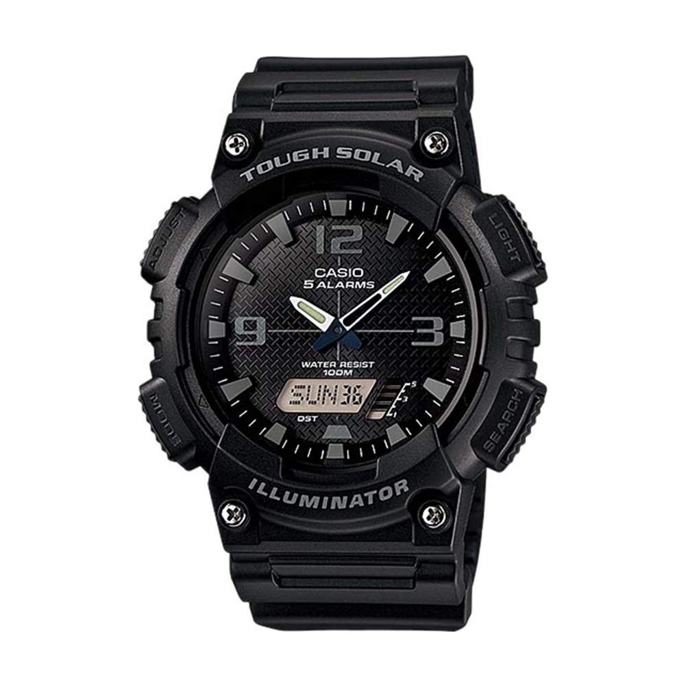 Casio Gents 46.00mm Solar Watch with Black Analogue - Digital dial and Black Rubber Strap Strap AQ-S810W-1A2VEF