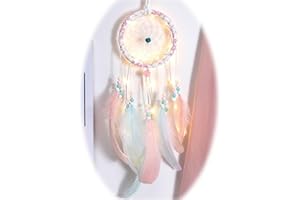 YRY Dream Catcher, Handmade Cute LED Dream Catchers for Car Interior Deco Rearview Pendant Wall Window Bookshelf Hanging Decoration Blessing Gift with Tassel Ribbon (Purplewhite - Pure Love)