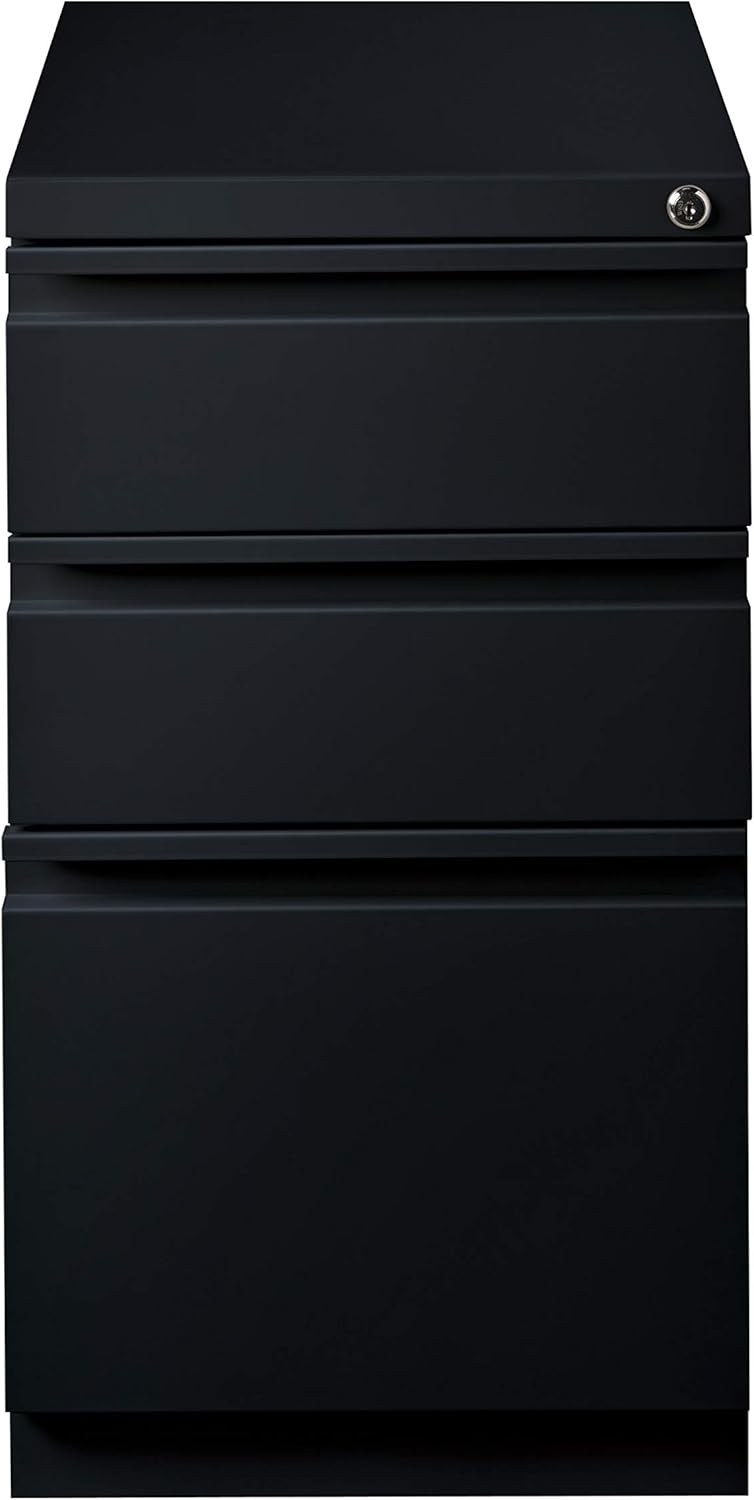Pro Series Three Drawer Mobile Pedestal File Cabinet, Black, 20 inches deep: Furniture & Decor
