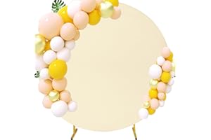FIVENL 7.2FT Round Wedding Arch Cover for 7.2FT Circle Arch Stand, Thick Polyester Fabric Adjustable Circle Arch Backdrop Cover for Wedding Birthday Party Baby Shower Photography Decoration（Beige）