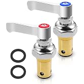 Hot &amp; Cold Side Spindle Assembly Fit for T&amp;S Brass Faucet | Handle Stem Valve Replacement Fit for Eterna Faucet, Replace 002713-40 002714-40, 1 Pair Red &amp; Blue