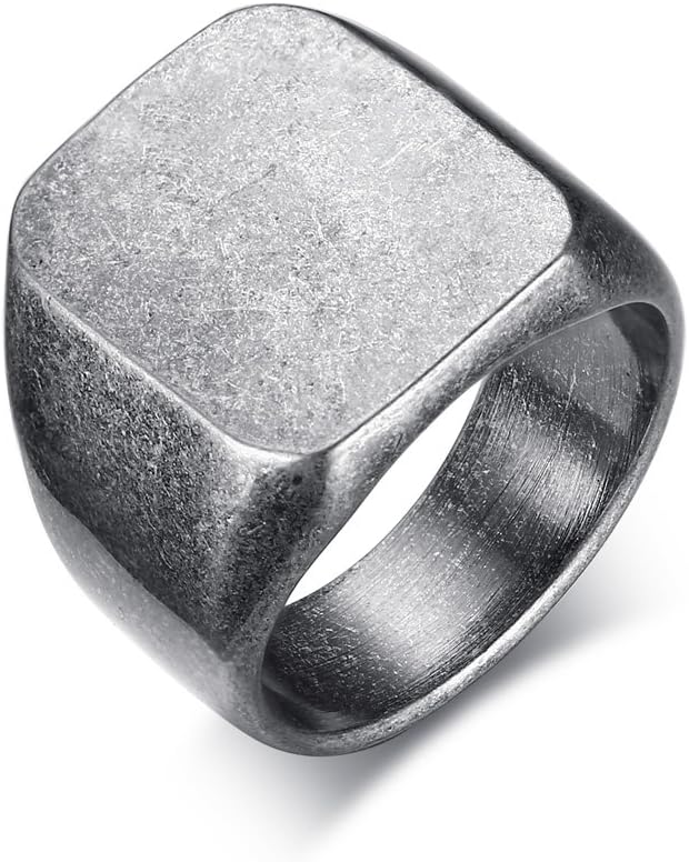 Custom Personalised Stainless Steel Multiple Colour Blank Signet Band Ring for Men Boy,Size N 1/2-X 1/2,Free Engraving