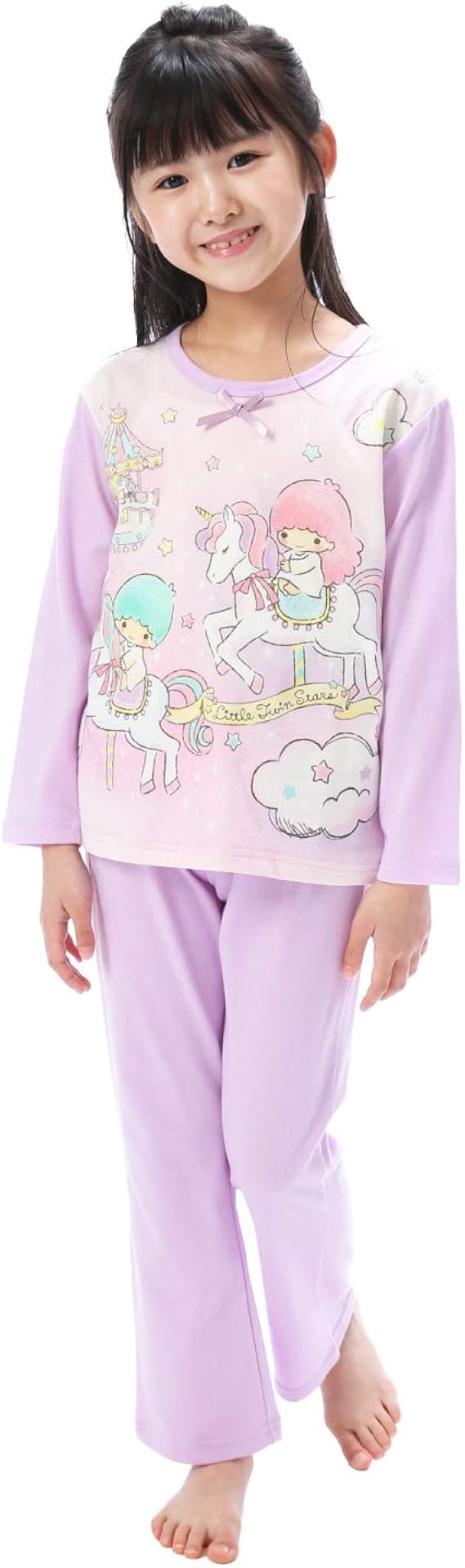 Amazon 131ts1081 リトルツインスターズ キッズ パジャマ 天竺素材 長袖長ズボン 春 秋 冬 ガールズ 女の子 子供 幼稚園 保育園 小学生 ルームウェア キキ ララ キキララ 100cm パジャマ 通販
