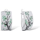 Santuzza 925 Sterling Silver Cherry Earrings Cubic Zirconia Tree Branches Dangle Earrings for Women