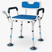 Anti-Slip Shower Chair, 6 Adjustable Height, Bathtub Chair with Back, Bath Chair with Arms Portable Shower Stool Bath Seats f