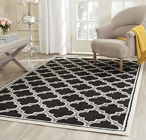 SAFAVIEH Amherst Collection Area Rug - 6' x 9', Anthracite & Ivory, Moroccan Ge…