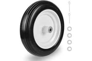 HAKULA MATATA 13" 3.50-8" Solid Flat Free Tires and Wheels 1 Pack, Rubber Tire Replacement with 5/8" Axle Bore Hole, Air less Wheel for Hand Truck/Trolley/Garden Cart/Lawn Mower/Wheelbarrow, 1P, Black, 13In