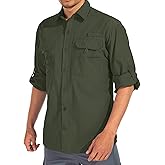 Men's Sun Protection Fishing Shirts Long Sleeve Travel UPF 50+ UV Quick Dry Cooling Safari Camping Hiking Button Down Shirts