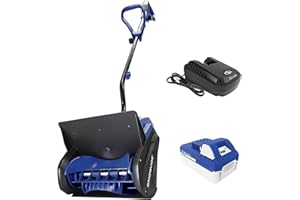 Snow Joe Cordless Snow Shovel Kit for Driveway, 24V 4Ah Electric Equipment w/ Charger, Blue - Compact and Portable Winter Ice