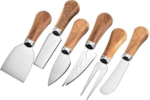 Nachuan Cheese Knife Set with Gift Box for Charcuterie Board Accessories Stainless Steel Knife with Wooden Handle Cheese Cutt