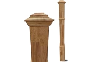 WAAKOOMATRYX 1 Pcs 3.5x48 Inch Solid Red Oak Square Newel Post - Box Contemporary Plain Style Stair Railing Interior for Staircase Remodeling