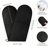 AUAUY Black Double Oven Gloves 250C 482F Silicone Non-slip 84x18cm view 2