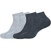 JANASIN Men's No Show Athletic Socks - Cotton Blend Cushioned Ankle Socks for Running, 4 Pack (Size 6-12, Multi-Color)