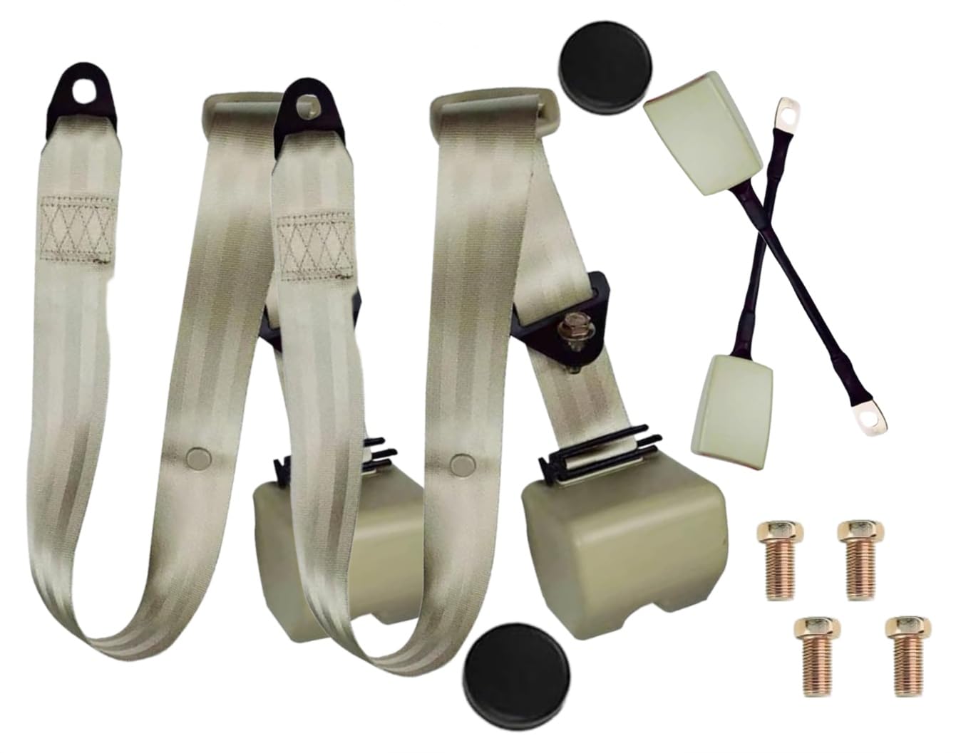 Photo 1 of 2 Pack 3 pt Pads Adjustable Retractable Straps Cover Universal Replacement Set for Golf Cart,Go Kart,Minivan Van,SUV,UTV, VR,Pickup,Truck for Modification Belt Protective Covers Kit (Beige)