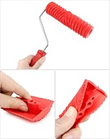 QWORK 8Pcs Wood Grain Tool Set Rubber Embossing for DIY Home Decor view 4