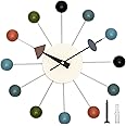 Aurtem Mid Century Wall Clock -Replica George Nelson Ball Clock for Retro Modern Decor (Multicolor 13")