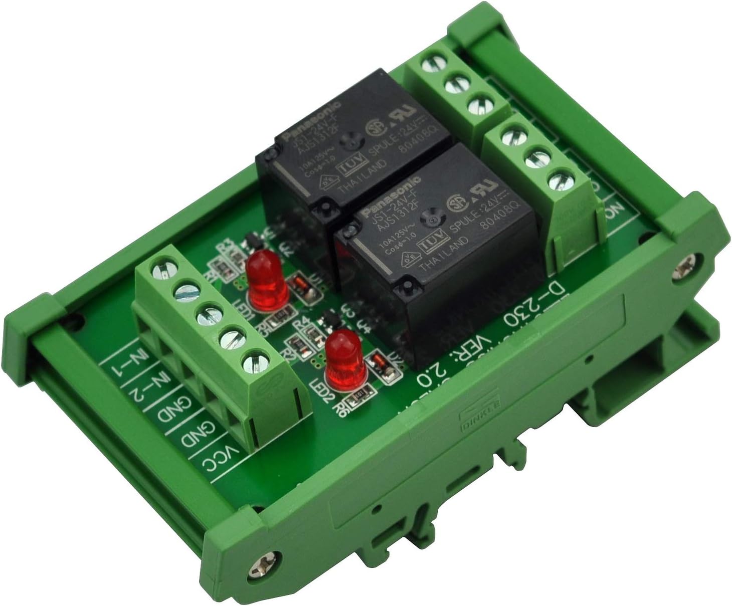 ElectronicsSalon Montage sur rail DIN 2 modules d'interface de relais