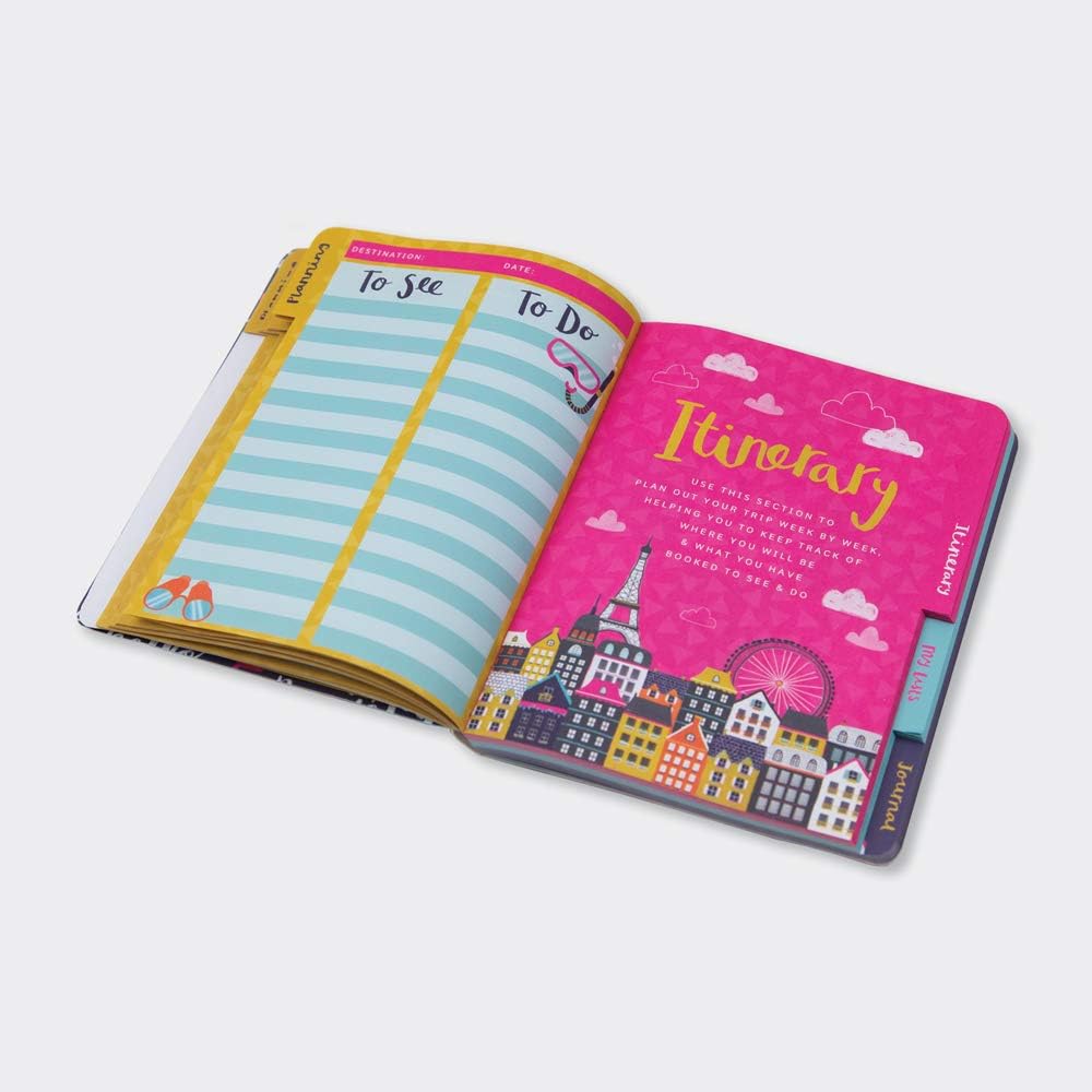 Soft Covered Travel Planner & Journal with 4 Tabbed Sections and So The Adventure Begins, Black, FLOWER - Image 5