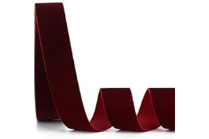 Ewaymado Burgundy Velvet Ribbon 1-1/2 Inch x 20Yd,Great for Gift Wrapping,Hair Bows,Christmas,Wedding Party Decoration(1-1/2" Burgundy)