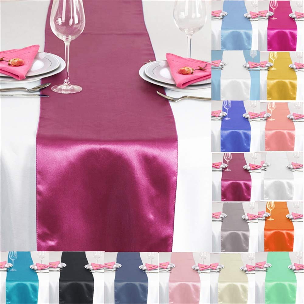 Time to Sparkle 5 Pack Satin Table Runners 12"x108"inch Chair Sashes Swags Wedding Party Table Decoration - Burgundy