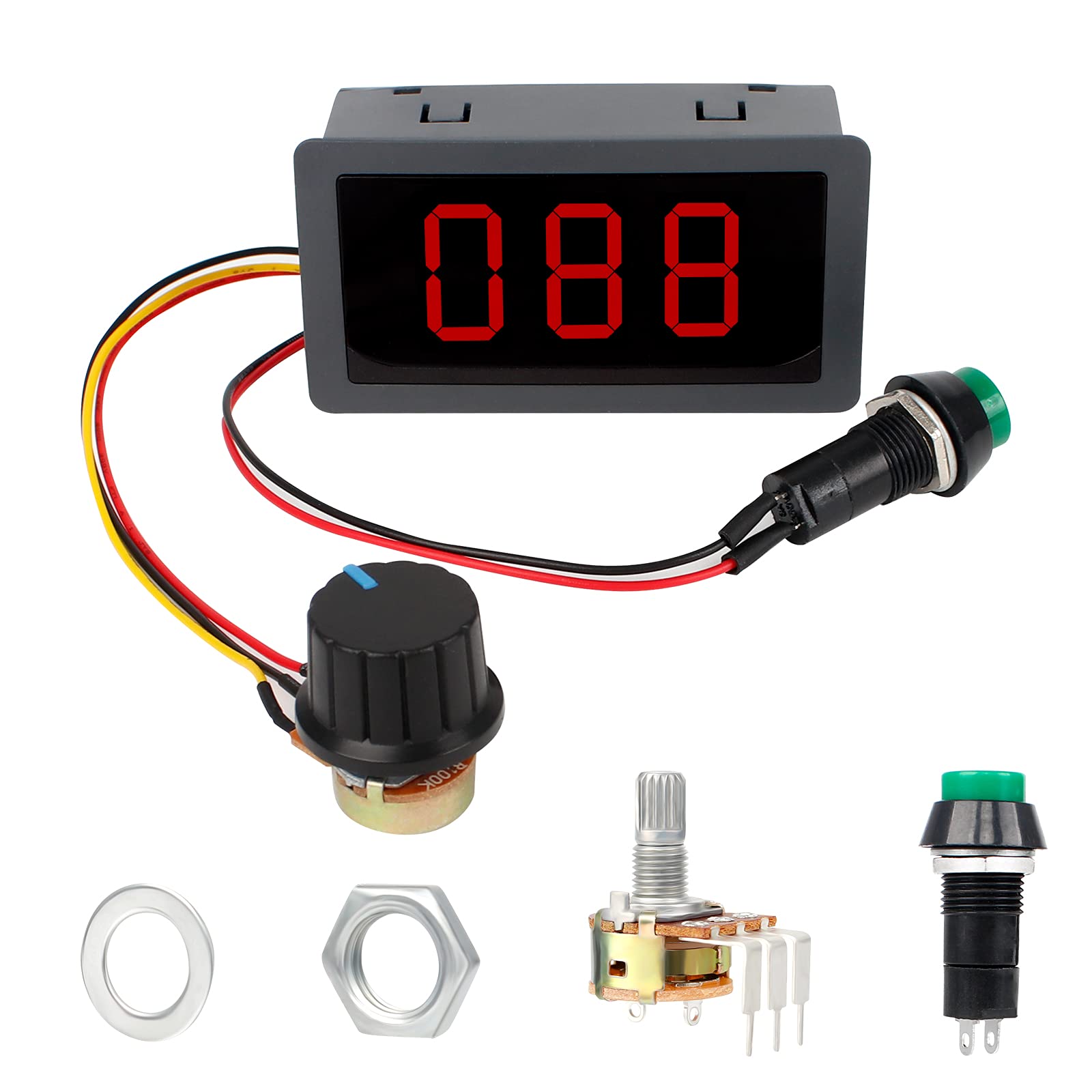 PWM Motor Speed Controller with LED Digital Display 6-30V DC PWM Motor Controller PWM Stepless Speed Controller DC Motor Speed Controller with Start Stop Switch 16kHz 0%-100% Speed Range