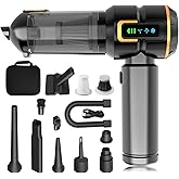 KedeeSparkle Car Vacuum Cleaner Cordless, 22000PA High Power Portable Handheld Vacuum & Compressed Air Duster, Mini Vacuum with LED Display, 3 Modes Brushless Motor for Car, Home, Office, Camping