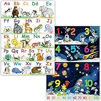 Alphabet Poster & Number Chart - 16x22 | Kids Educational Posters: ABC Poster & 123 Poster | Laminated Preschool Posters for Toddler Learning | Classroom Posters for Daycare, Homeschool & Kindergarten