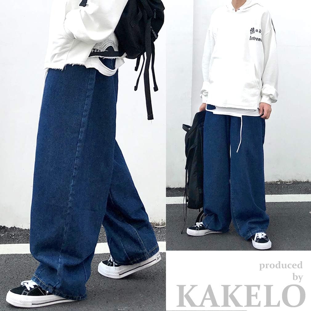 Amazon Kakelo カケロ ワイド デニム パンツ メンズ ジーンズ ルーズ シルエット ゆったり バギーパンツ バルーンパンツ ジーンズ 通販