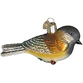 Old World Christmas Black‑Capped Chickadee Glass Blown Ornament for Christmas Tree, Handcrafted Holiday Decoration, Bird Watcher Collection