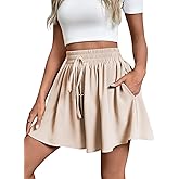 SEAFORM Women’s Wide Leg Casual Shorts Elastic High Waist Shorts Summer Lightweight Chiffon Shorts for Women with Pockets