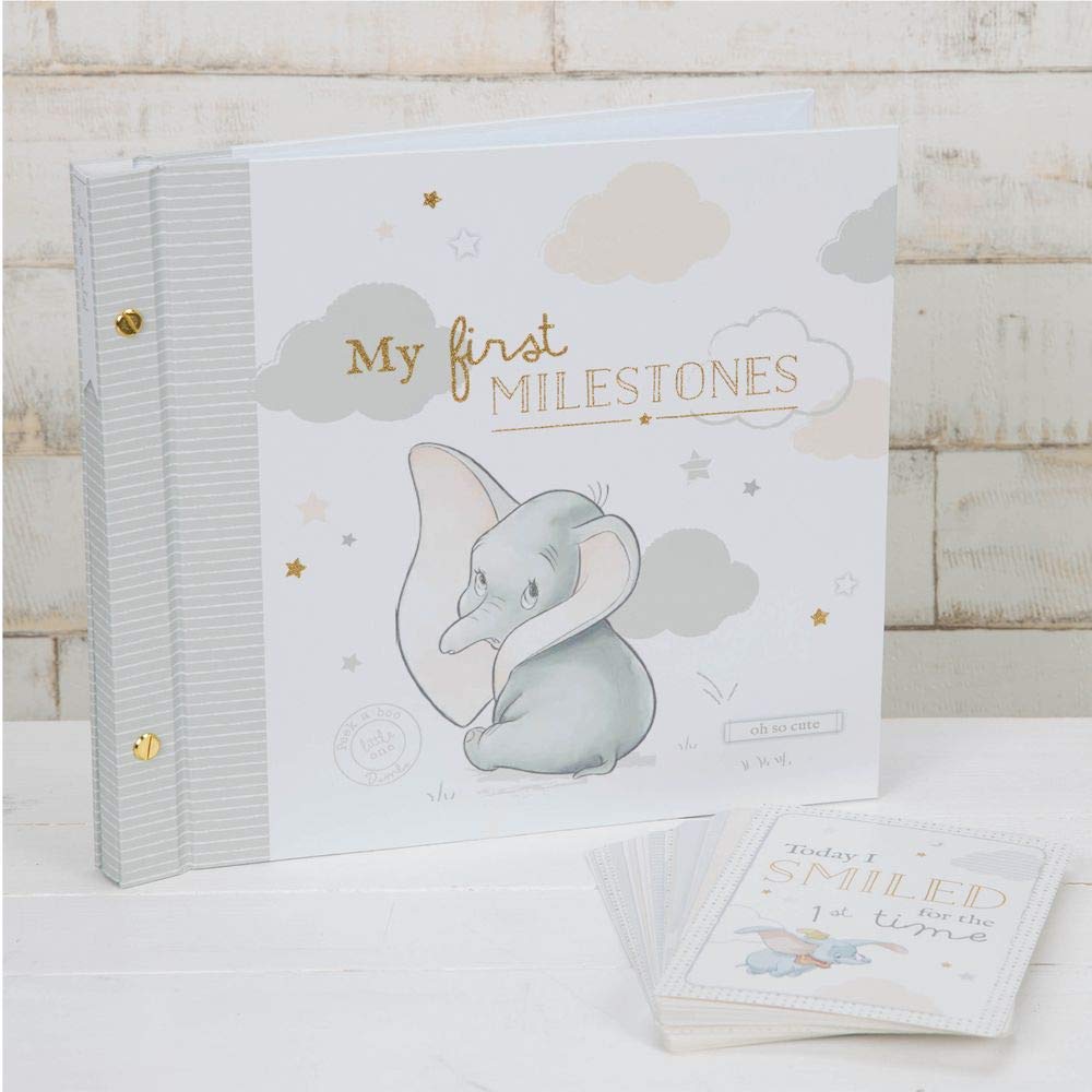 Disney Baby Dumbo Elephant Photo Album & Milestone Card Boxed Set