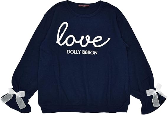 Amazon アスナロ トップス 長袖tシャツ Tシャツ 女の子 ジュニア 長袖 ニット 袖コン ブークレー トップス140 ネイビー Tシャツ カットソー 通販