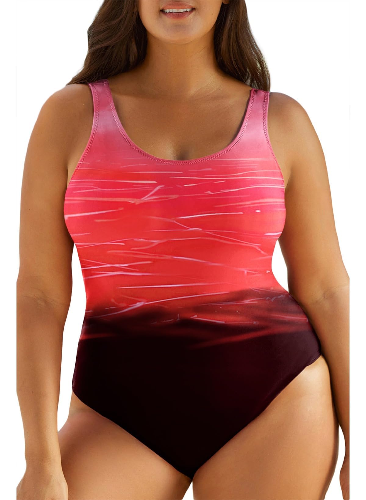 Photo 1 of Eytino Women Plus Size One Piece Swimsuits Back Crisscross Athletic Training Swimwear Bathing Suits,3X Red