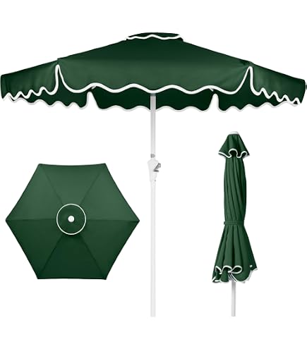 ABCCANOPY 9FT Scalloped Patio Umbrella Table Market Umbrella, Green