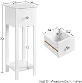 Yaheetech White Slim Bedside Table Set of 2 Narrow Nightstand with Drawers view 3
