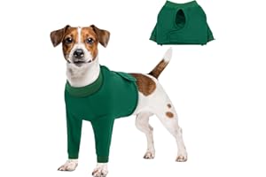 Queenmore Dog Surgery Recovery Sleeve Front Legs, Breathable Dog Recovery Sleeve, Elbow Protector Pet Cone Alternative After Surgery, Green, M