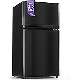 Tehanld 3.6 Cu.Ft Mini Fridge with Freezer for Dorm Office, Black | Double Door Compact Refrigerator with Low Noise Technology, Removable Shelves for Bedroom and Apartment Storage