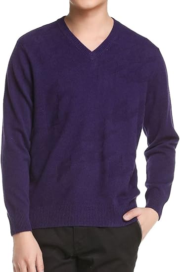 Amazon ヤンググローリー Youngglory メンズ Vネック ニット Xs パープル セーター 通販